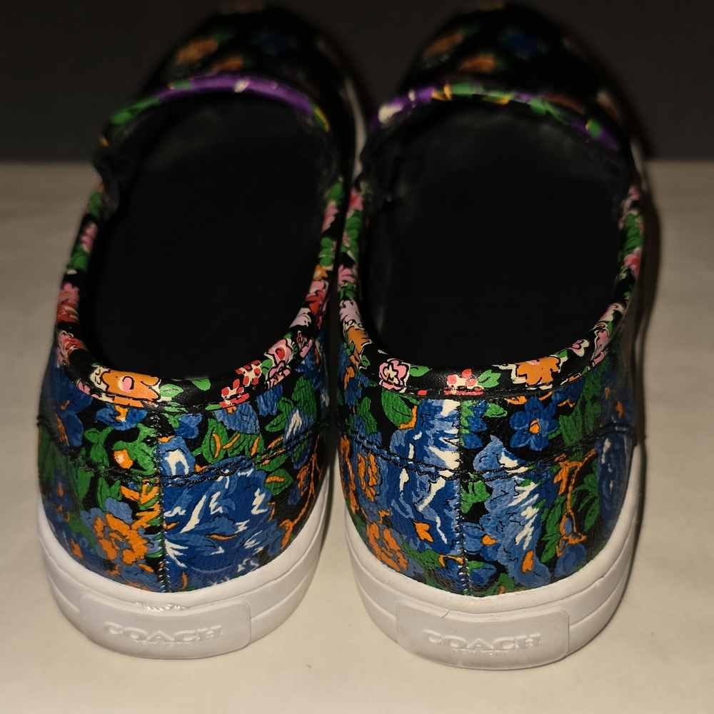 Coach W 7 Black Floral Slip-On Loafers Y2K Preppy Classic Casual Old School 90s - Picture 6 of 6